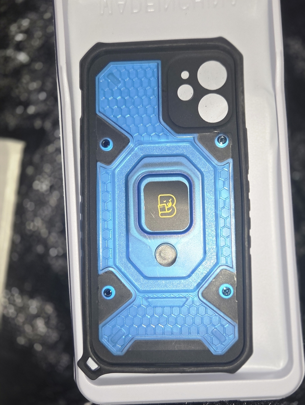 Iphone 12 Mini - Rugged Blue Protective Phone Case with Built-In Ring Holder